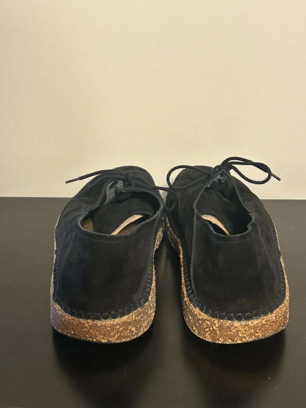 Mens BIRKENSTOCK Sz 46 US 12 Black Suede Lace-Up Gary Shoes
